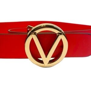 VALENTINO RED LEATHER BELT - Small